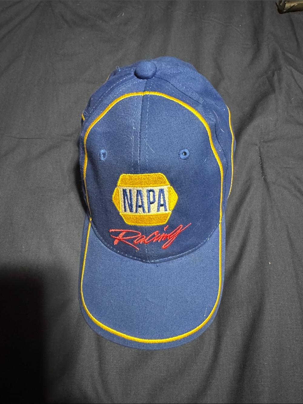 NAPA Racing Navy Blue Baseball Cap with Yellow Piping